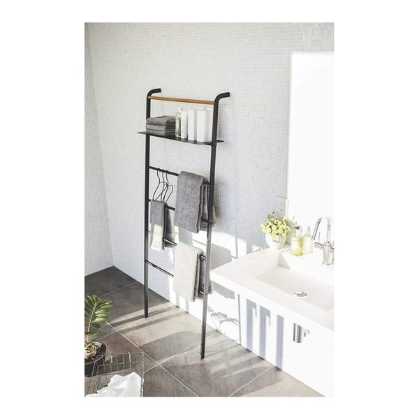Črn obešalnik s polico YAMAZAKI Tower Ladder-image-1