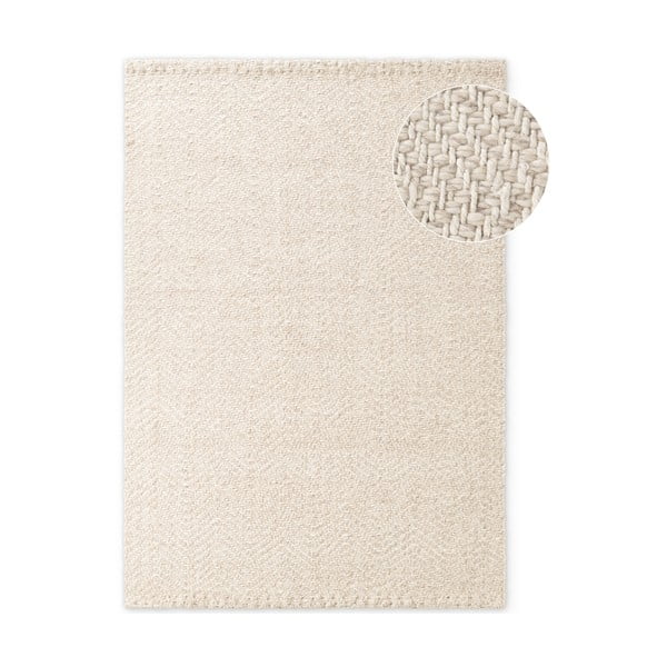 Kremno bela/slonokoščena ročno tkana preproga iz mešanice volne 160x230 cm Majoli – Elle Decoration