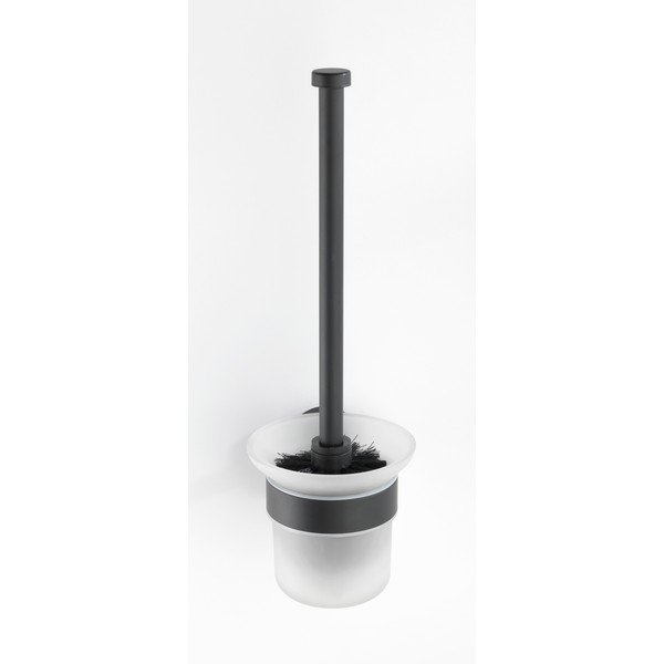 Mat črna steklena stenska WC ščetka Bosio – Wenko-image-1