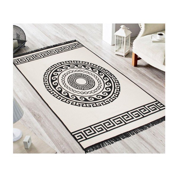 Bež in črna obojestranska preproga Mandala, 120 x 180 cm-image-2