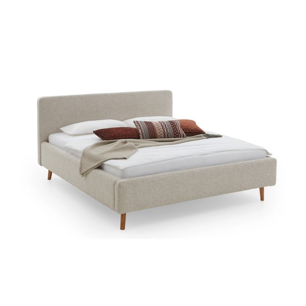 Bež oblazinjena zakonska postelja brez letvenega dna 140x200 cm Mattis – Meise Möbel-image-4