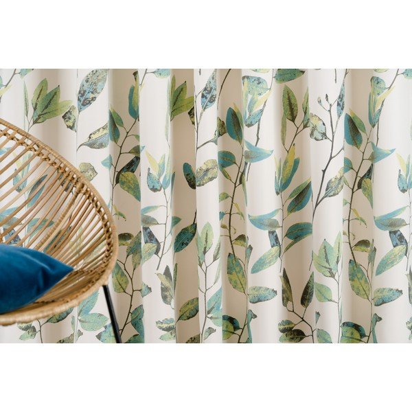 Zelena/kremno bela zavesa z drsniki 210x260 cm Maui – Mendola Fabrics-image-1