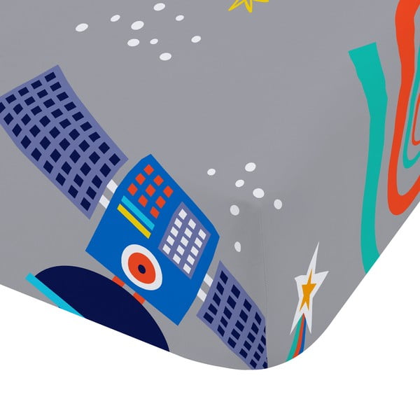 Siva napenjalna otroška rjuha za zakonsko posteljo 135x190 cm Lost In Space – Catherine Lansfield