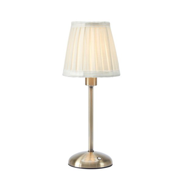 Kremno bela/medeninasta tekstilna LED zatemnitvena/prenosljiva namizna svetilka (višina 35 cm) Anno – Markslöjd