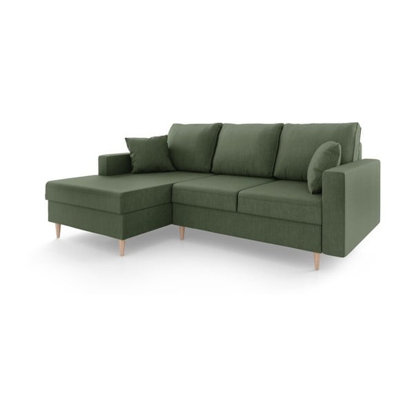 Sivo-zelena raztegljiva sedežna garnitura s prostorom za shranjevanje Mazzini Sofas Aubrieta, levi kot