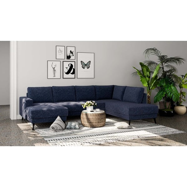 Temno modra kotna sedežna garnitura (desni kot) Fynn – Ghado-image-1