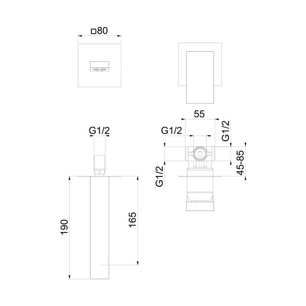 Mat črna vgrajena armatura za umivalnik (1 izhod) Latus – Sapho-image-4