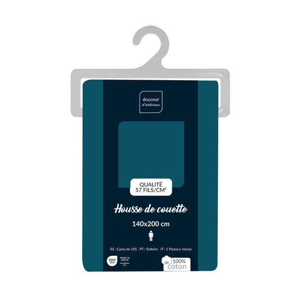 Modrozelena enojna bombažna prevleka za odejo 140x200 cm Lina – douceur d'intérieur-image-2