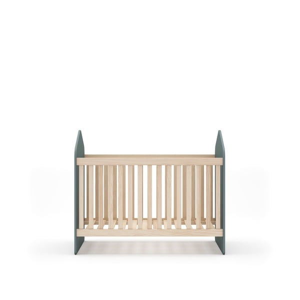 Otroška posteljica v borovem dekorju 60x120 cm v naravni barvi/prašno zelena Estefania – Marckeric-image-2