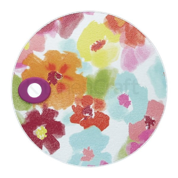 Steklena deska za rezanje Kitchen Craft Floral, ⌀ 24 cm