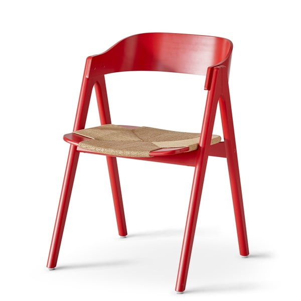 Jedilni stol iz rdečega bukovega lesa s sedežem iz ratana Findahl by Hammel Mette