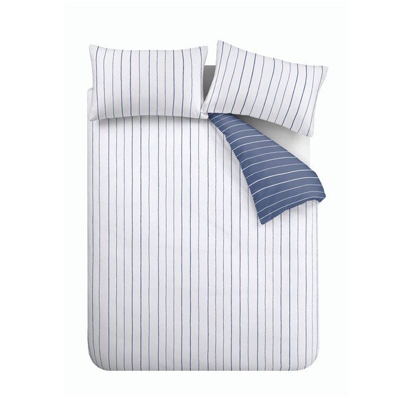 Bela/modra bombažna posteljnina za zakonsko posteljo 200x200 cm Hastings Stripe – Content by Terence Conran-image-2