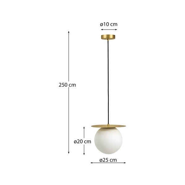 Bela/v zlati barvi kovinska viseča svetilka s steklenim senčilom ø 25 cm Brisia – Kave Home-image-4