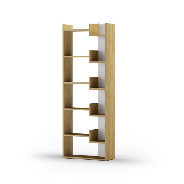 Bel/naraven regal v hrastovem dekorju 60,5x162 cm Klapo – Marckeric-image-4