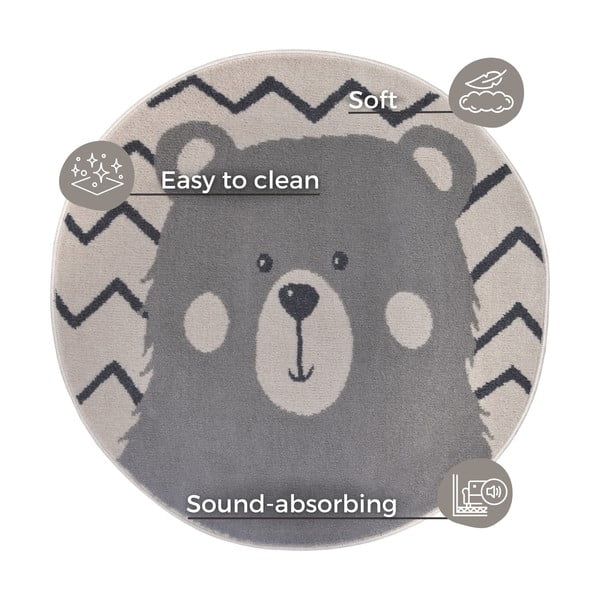Siva otroška preproga ø 140 cm Bear – Hanse Home-image-4