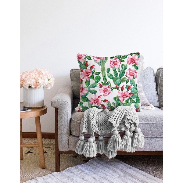 Prevleka za vzglavnik iz mešanice bombaža Minimalist Cushion Covers Blooming Cactus, 55 x 55 cm-image-2
