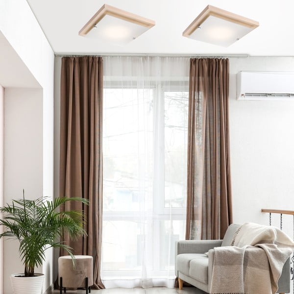 Rjava/naravna stropna svetilka 30x30 cm Pedro – LAMKUR-image-1