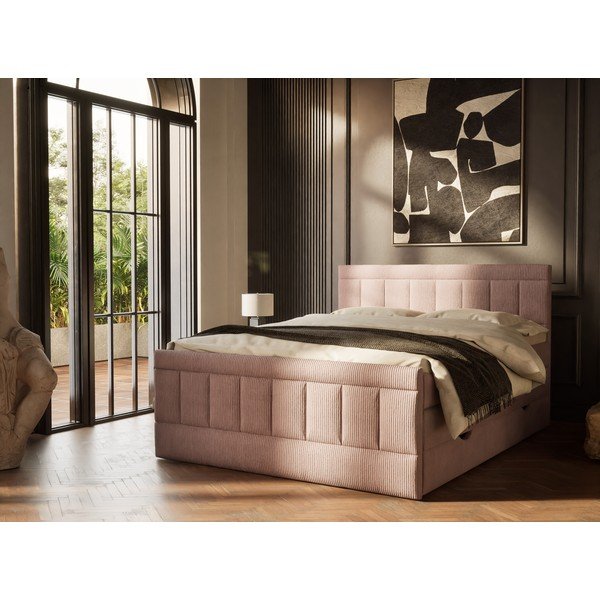 Vijolična boxspring postelja s prostorom za shranjevanje 180x200 cm Caya – Maison de Rêve-image-1