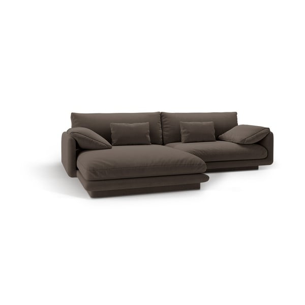 Rjava žametna kotna sedežna garnitura (levi kot/z ležalnikom) Torino – Micadoni -image-2