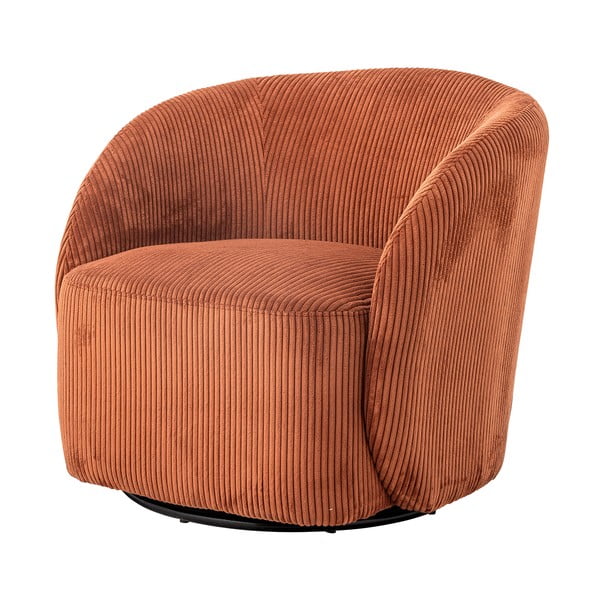 Oranžen fotelj z naslonom iz rebrastega žameta Pradi – Bloomingville-image-4