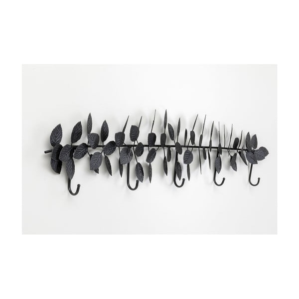 Črn kovinski stenski obešalnik Kare Design Leafs, širina 91 cm