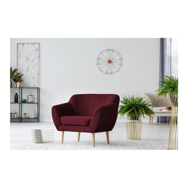 Bordo rdeč fotelj Mazzini Sofas Benito-image-2