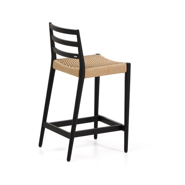 Barski stol iz masivnega hrasta v črni in naravni barvi (višina sedeža 65 cm) Analy – Kave Home-image-3