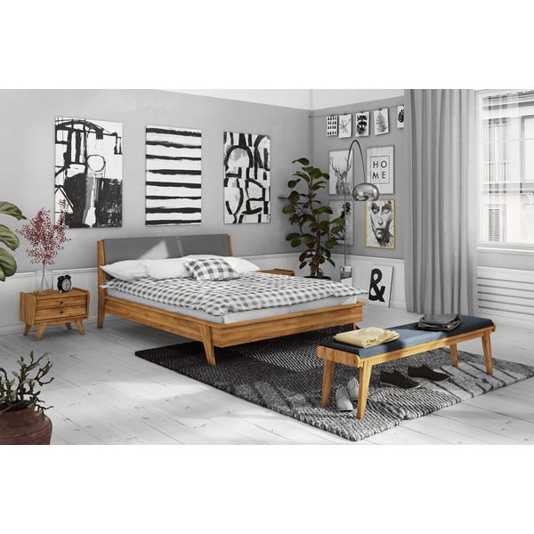 Hrastova klop z modrim sedežem Retro - The Beds-image-1