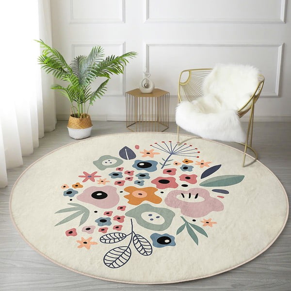 Pralna okrogla preproga primerna za robotski sesalnik ø 80 cm Comfort – Mila Home-image-4