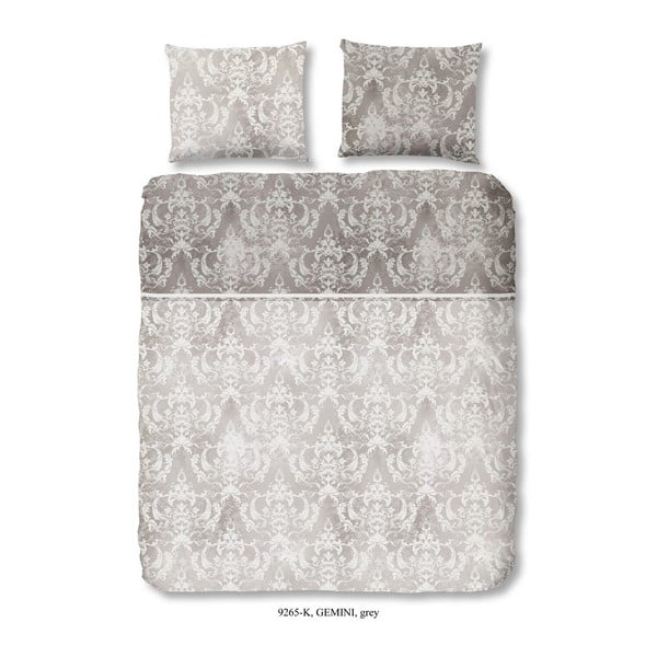 Descanso Sivo bombažno satenasto posteljno perilo za eno osebo, 155 x 200 cm