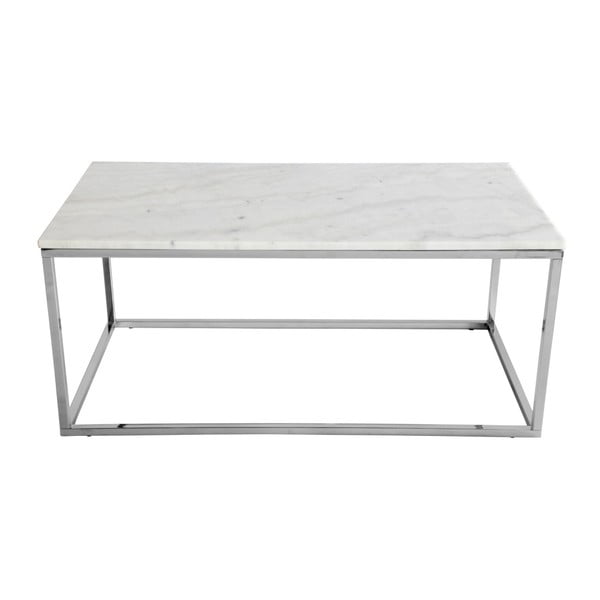 Kavna mizica z belo marmornato ploščo in srebrnim podnožjem RGE Accent