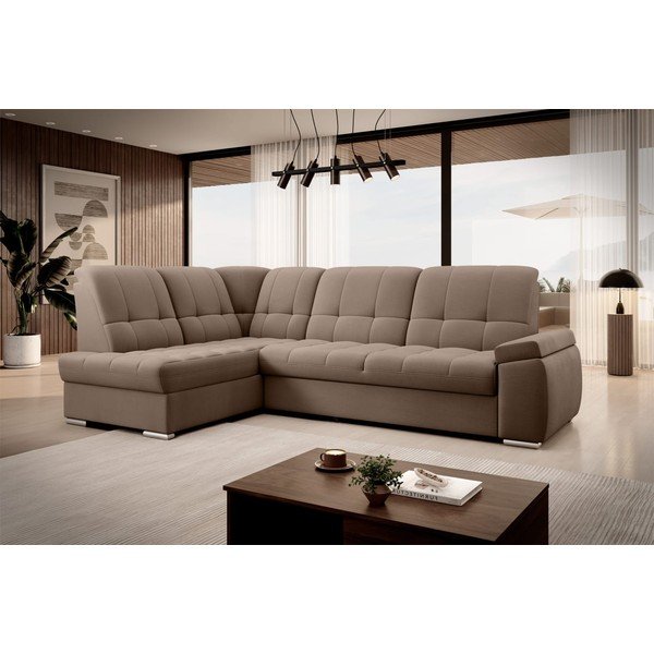 Rjava žametna raztegljiva/s prostorom za shranjevanje kotna sedežna garnitura (levi kot/v obliki črke L) Sado – ELTAP-image-4