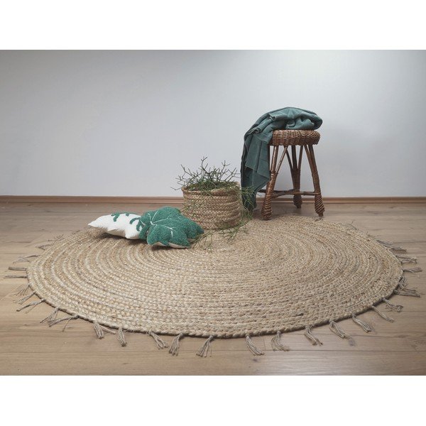 Rjava ročno izdelana preproga Nattiot Abha, ø 140 cm-image-1