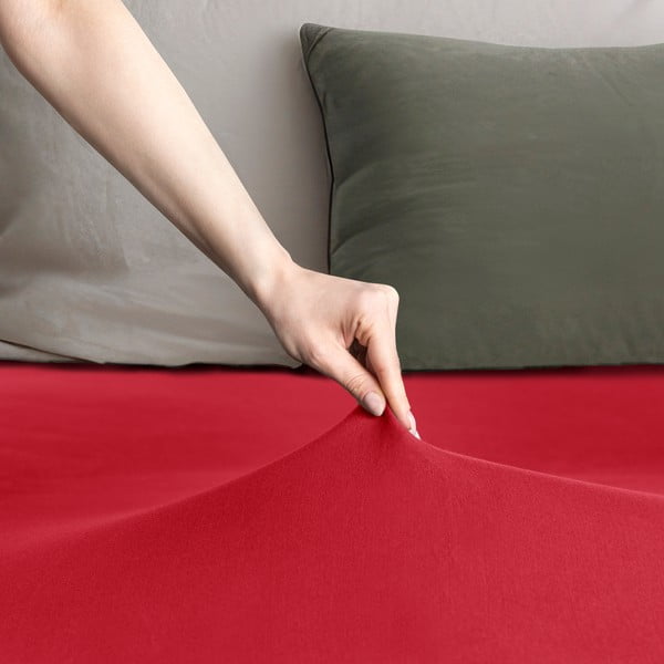 Rdeča napenjalna rjuha iz jerseyja 180x200 cm Amber – Restilo-image-1