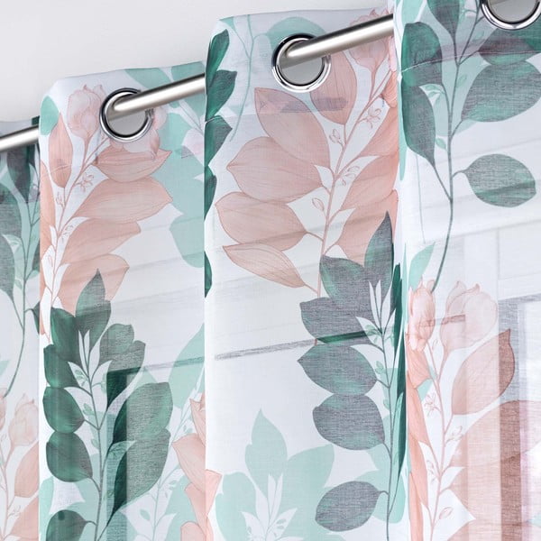 Belo-zelena prosojna zavesa iz tančice 140x280 cm Belline – douceur d'intérieur-image-1