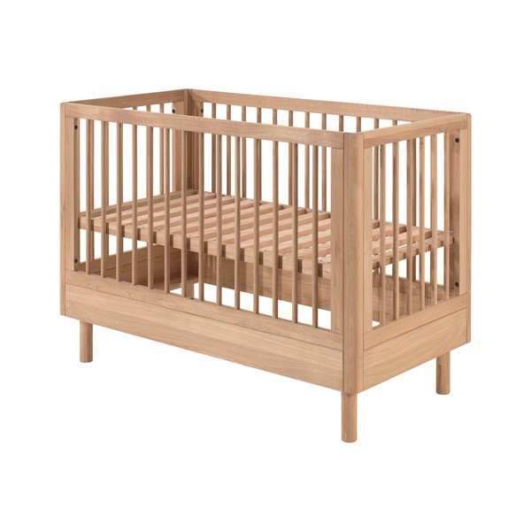 Otroška posteljica iz masivnega hrasta z nastavljivo višino 60x120 cm v naravni barvi Forrest – Vipack-image-3