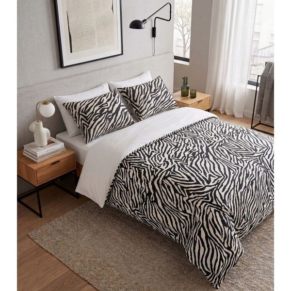 Črna enojna posteljnina 200x140 cm Zebra – Mijolnir-image-2