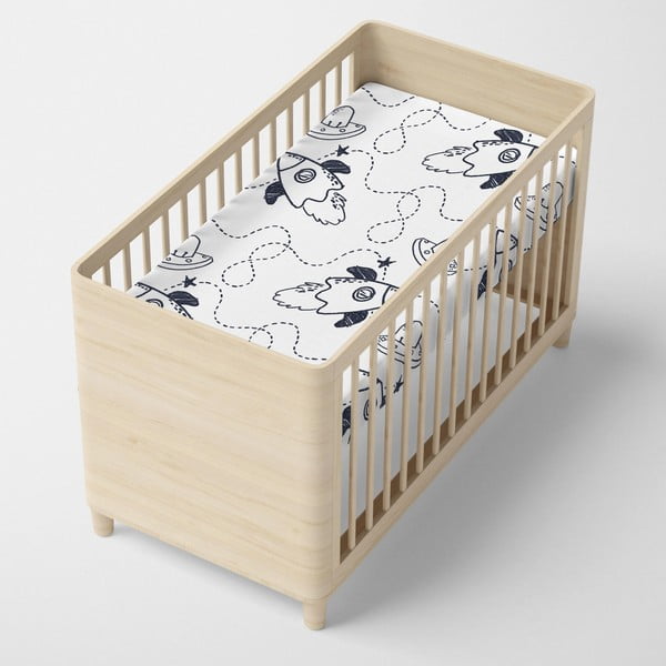 Črno-bela napenjalna rjuha Mr. Fox Starspace, 70 x 140 cm-image-3