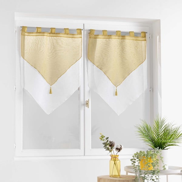 Rumeno-bele prosojne zavese v kompletu 2 ks 60x90 cm Duetto – douceur d'intérieur-image-2