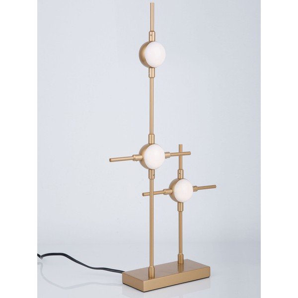 Kovinska LED namizna svetilka v zlati barvi s senčilom iz akrilnega stekla (višina 52 cm) Atomo – Nova Luce-image-1