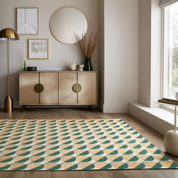 Rumena/zelena preproga 120x170 cm Carlos Circle Geo – Flair Rugs-image-1