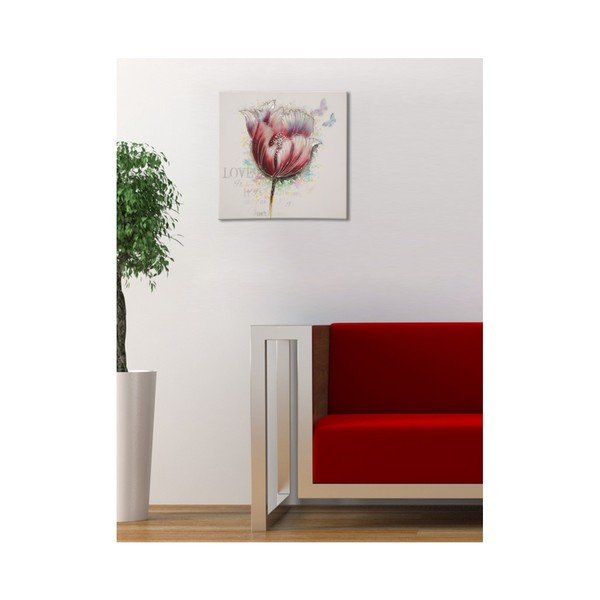 Ročno poslikana slika Maura Ferrettija Tulipan, 80 x 80 cm-image-1