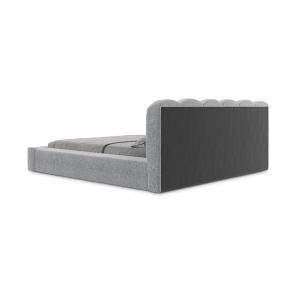 Siva oblazinjena zakonska postelja z letvenim dnom 140x200 cm Mano - Makamii-image-4