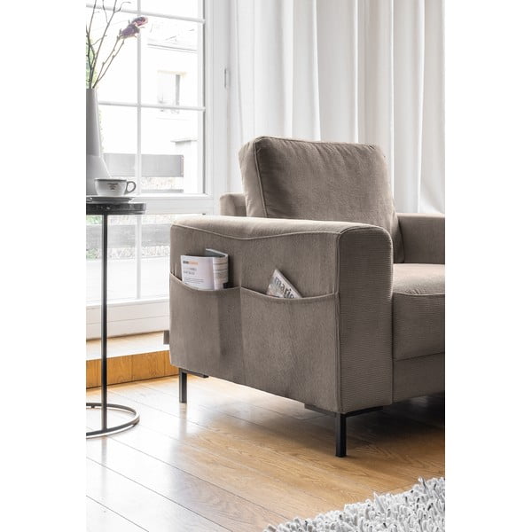 Rjav fotelj iz rebrastega žameta Lofty Lilly – Miuform-image-3