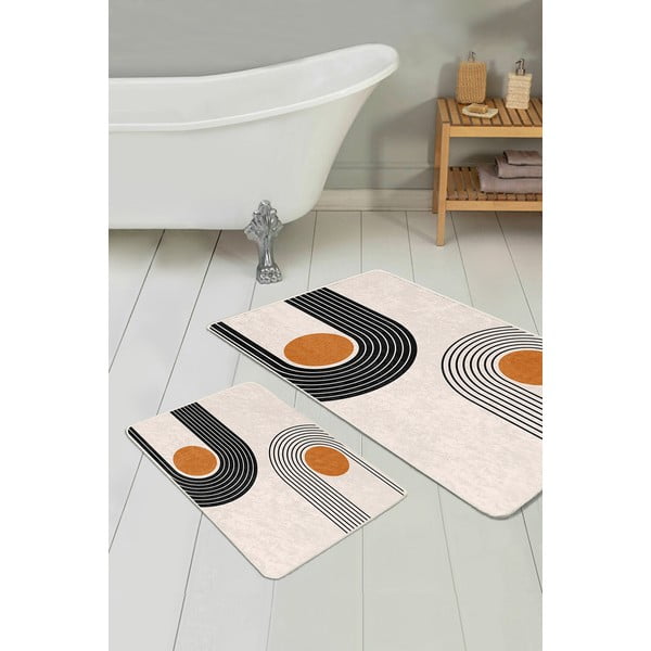 Bež žametne kopalniške preproge v kompletu 2 ks 60x100 cm Dot Arch – Mila Home-image-3