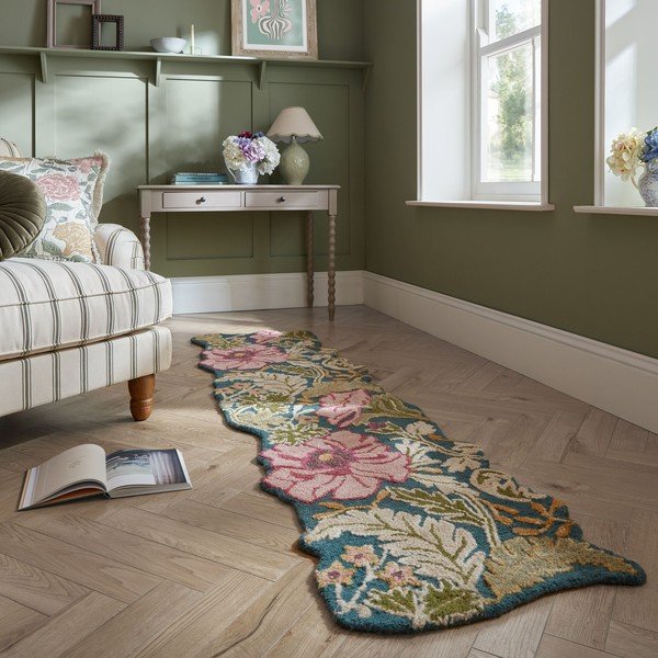 Ročno tkan volnen tekač 60x230 cm Daphne Shaped Floral – Flair Rugs-image-1