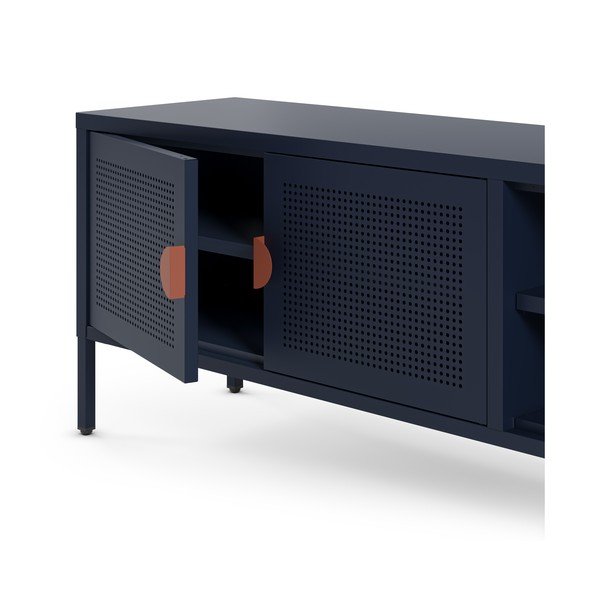 Temno modra kovinska TV omarica 160x50x35 cm Sayla – Marckeric-image-4