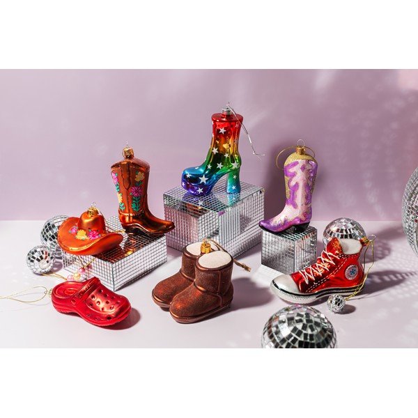 Steklen okrasek za jelko 7 cm Cowboy Boot – Sass & Belle-image-2