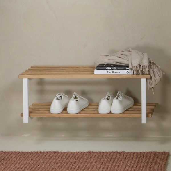 Bela/v naravni barvi kovinska stenska omarica za čevlje 71x26x34 cm Marco – Spinder Design-image-3