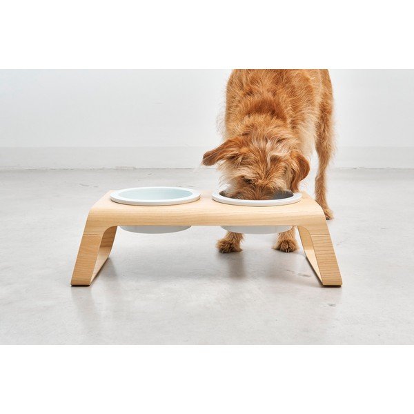 Komplet posod s podstavkom za pse Desco Ash Natural M – MiaCara-image-4